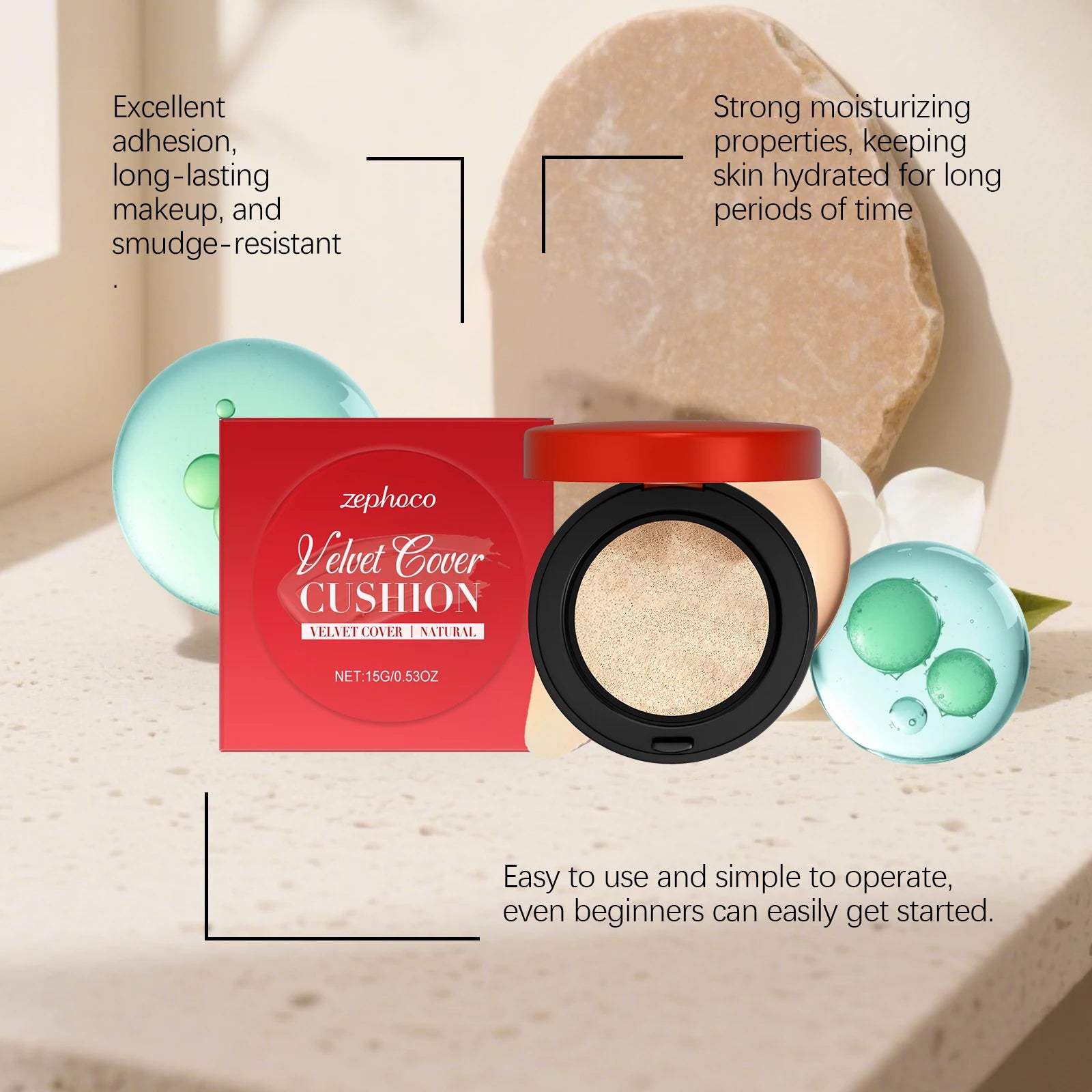 15g Moisturizing Face Foundation Cushion Smoothing High Concealer Oil Control Balance Skin Tone Sweatproof Face Foundation Oasis Select