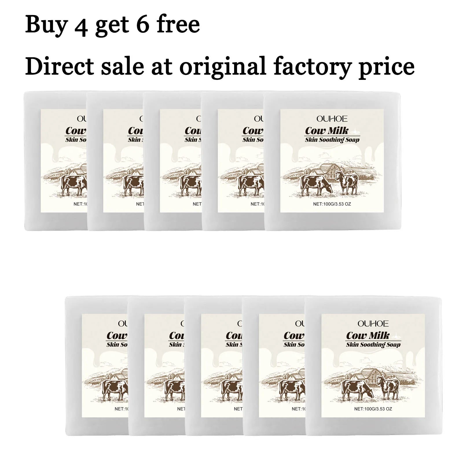 100G Milk Bathing Soap Bar Gentle Cleaning Pores Enhance Smoothness Moisturizing Non-tight Soothing Redness Soap for Face & Body Oasis Select 10 pcs United States