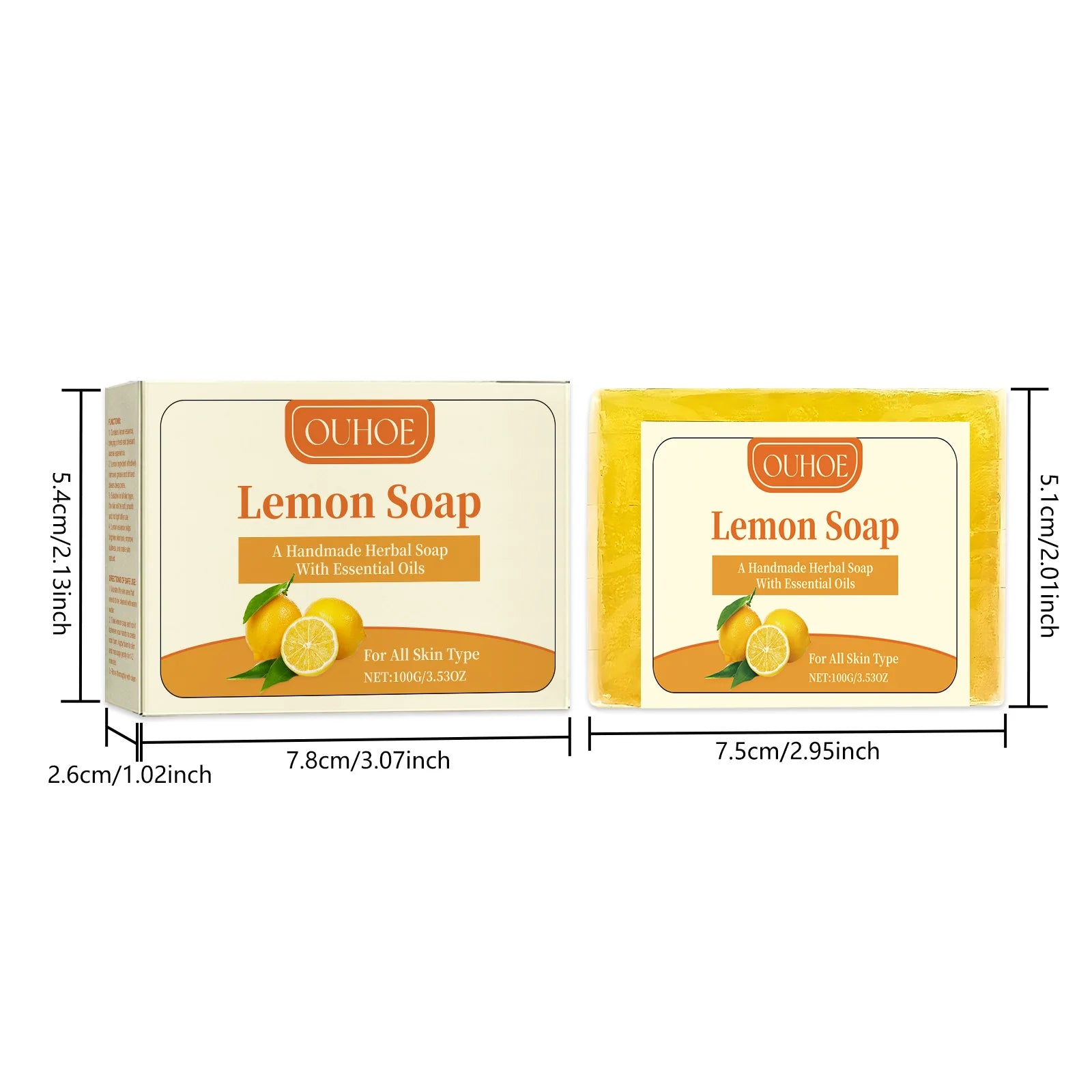 100G Lemon Scent Body Soap Oil Control Refreshing Moisturizing Skin Cleaning Pores Brightening Natural Body Washing Soap Oasis Select