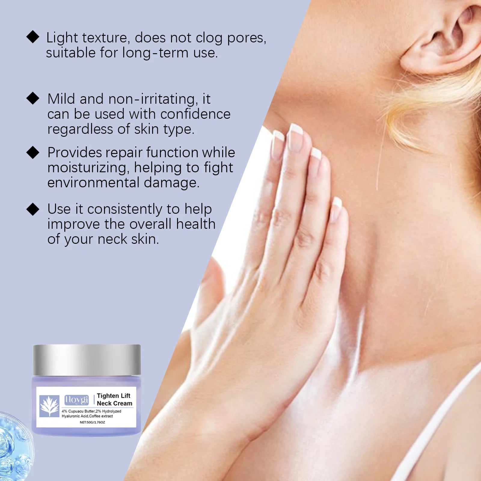 50g Neck Skin Care Cream Moisturizing Nourishing Pores Enhance Skin Elasticity Firming Refreshing Non-greasy Glowing Tightening Neck Lotion Oasis Select