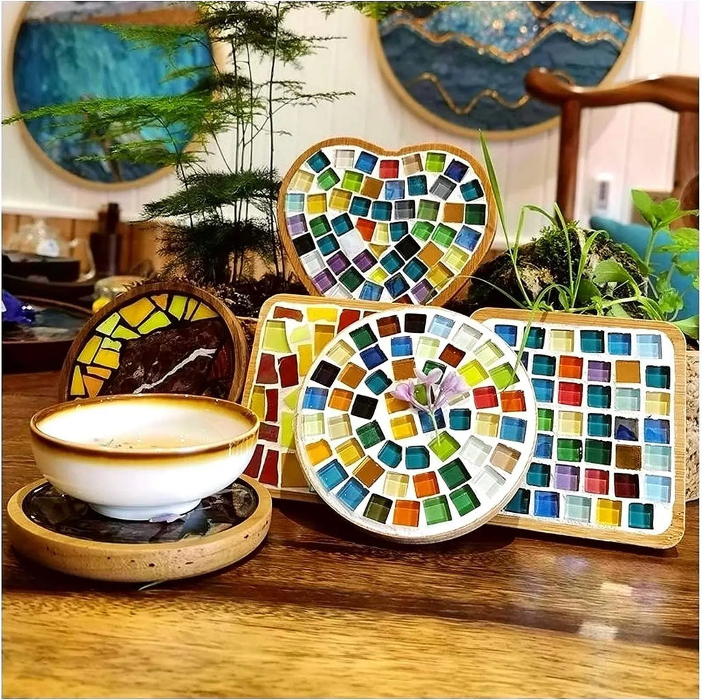 100pcs White Crystal Mosaic Tiles Squares Stained Glass for Crafts Supplies DIY Picture Frames Handmade Jewelry Decoration