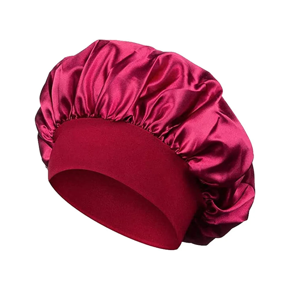 Satin Sleep Hair Bonnet Cap – Frizz-Free Night Cap for Women Satin Sleep Bonnet Oasis Select red