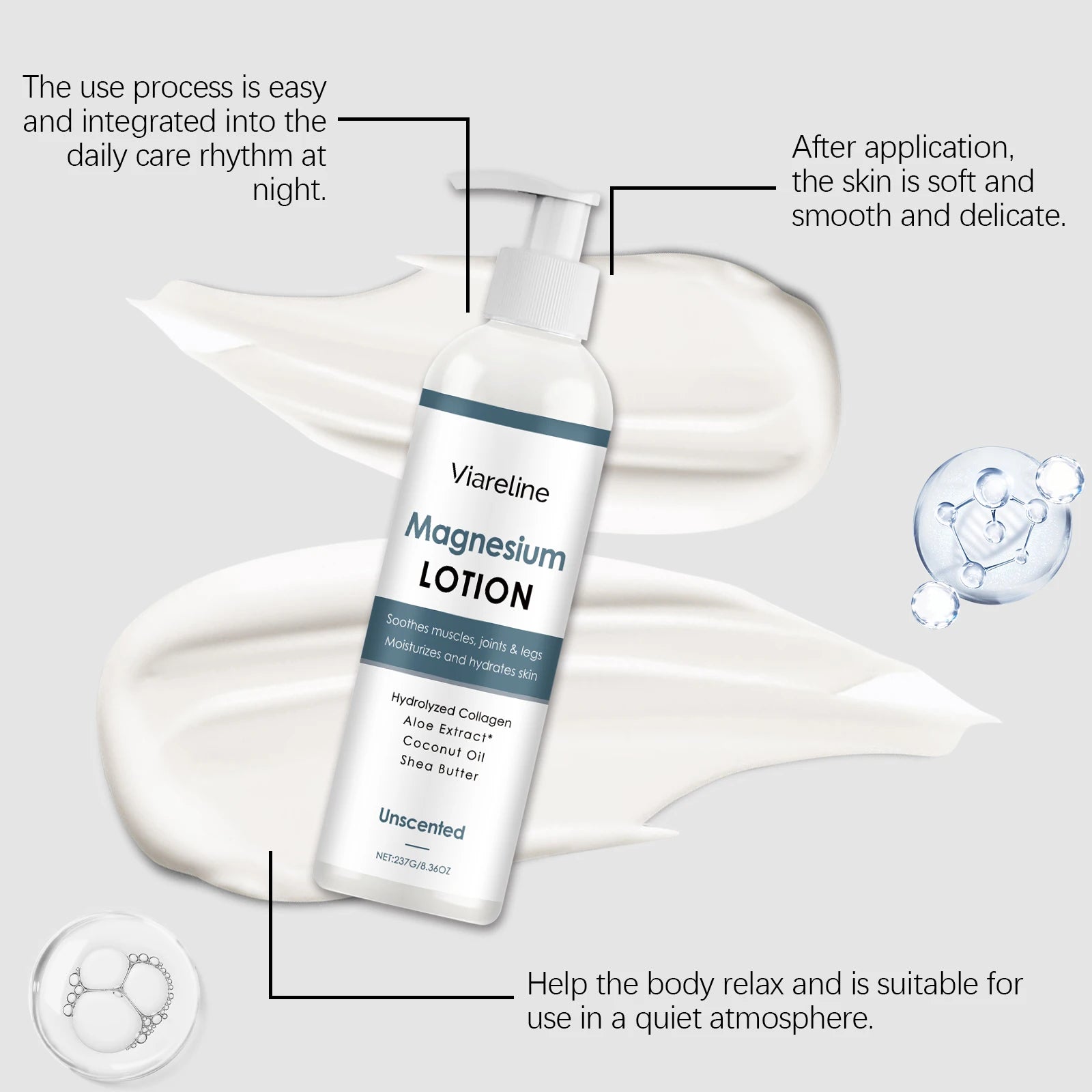 237G Magnesium Sleep Care Body Lotion Daily Moisturizing Soothing Muscle Reduce Dryness Nourishing Relaxing Mood Soft Body Cream Oasis Select