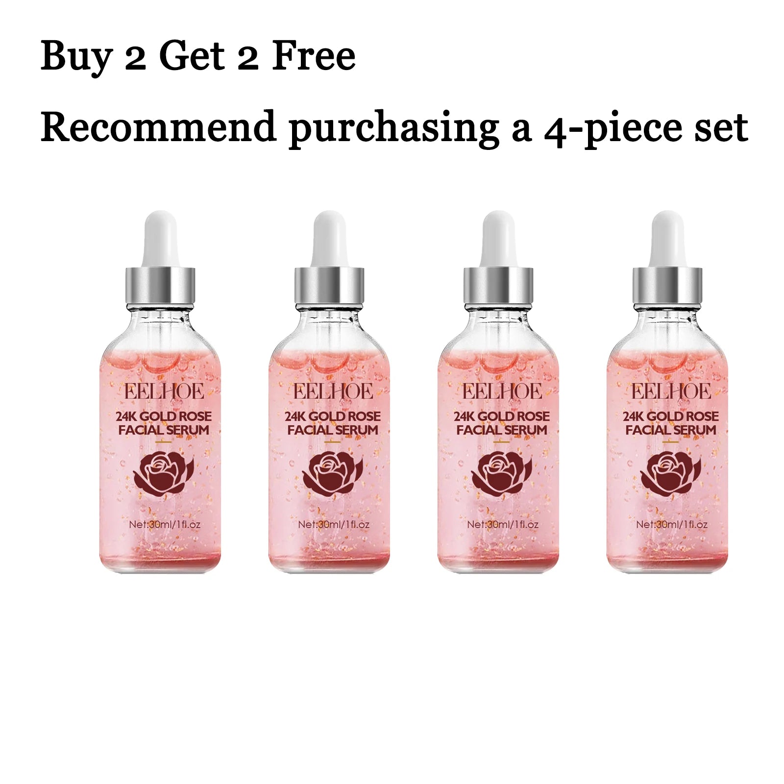 30ML Rose Facial Serum Deep Moisturizing Improve Skin Texture Smoothing Enhance Skin Elasticity Anti-aging Nourishing Face Serum Oasis Select 4 pcs United States