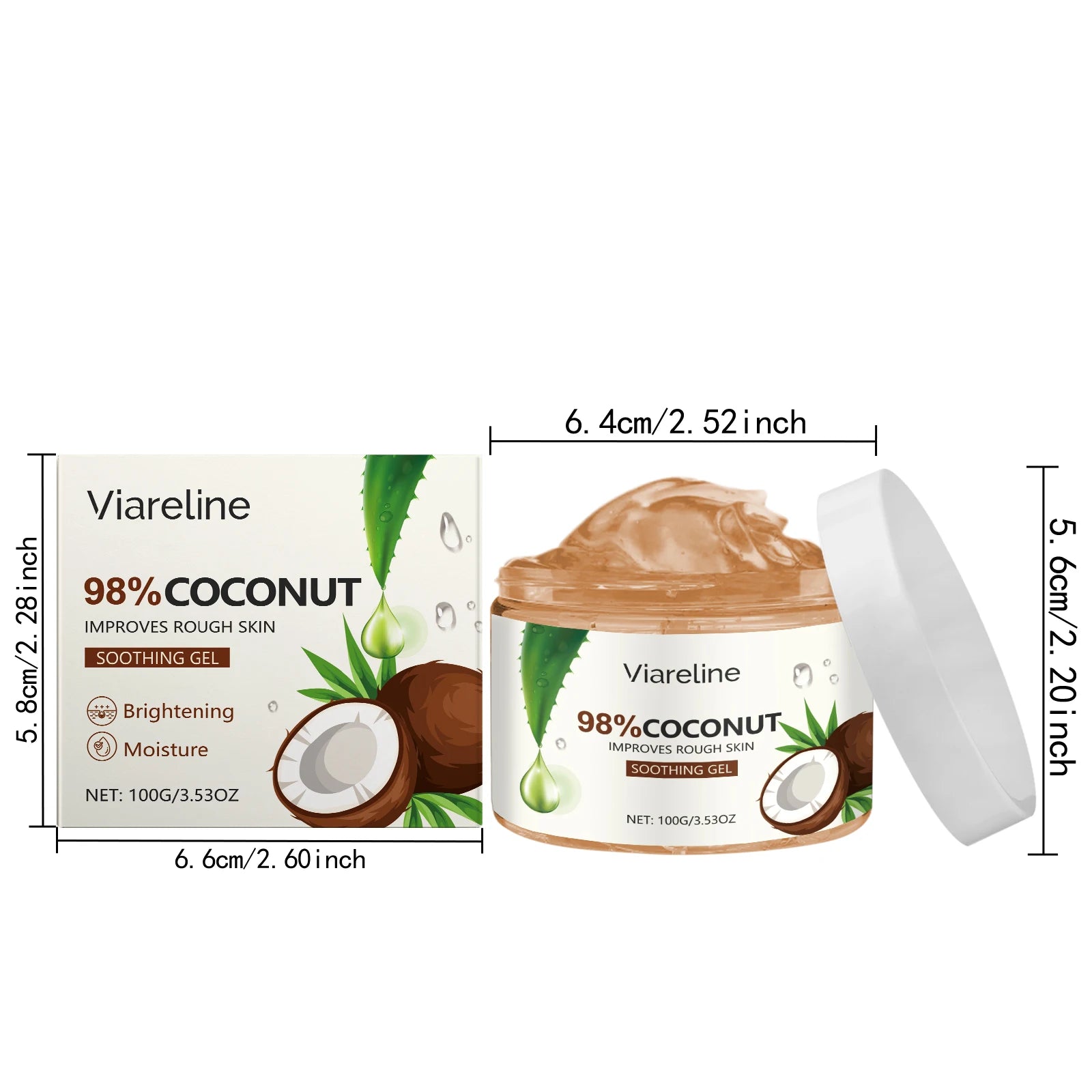 Viareline Coconut Hydrating Gel Enhance Smoothness Reduce Dry-itching Refreshing Improve Skin Texture Coconut Soothing Gel Oasis Select