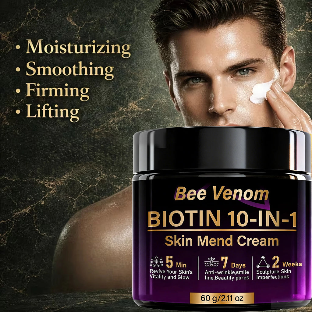 Bee Venom Biotin 10-in-1 Skin Mend Cream, Anti-Wrinkle & Anti-Aging, Fast Revitalizing & Firming, 5 Min Glow Oasis Select