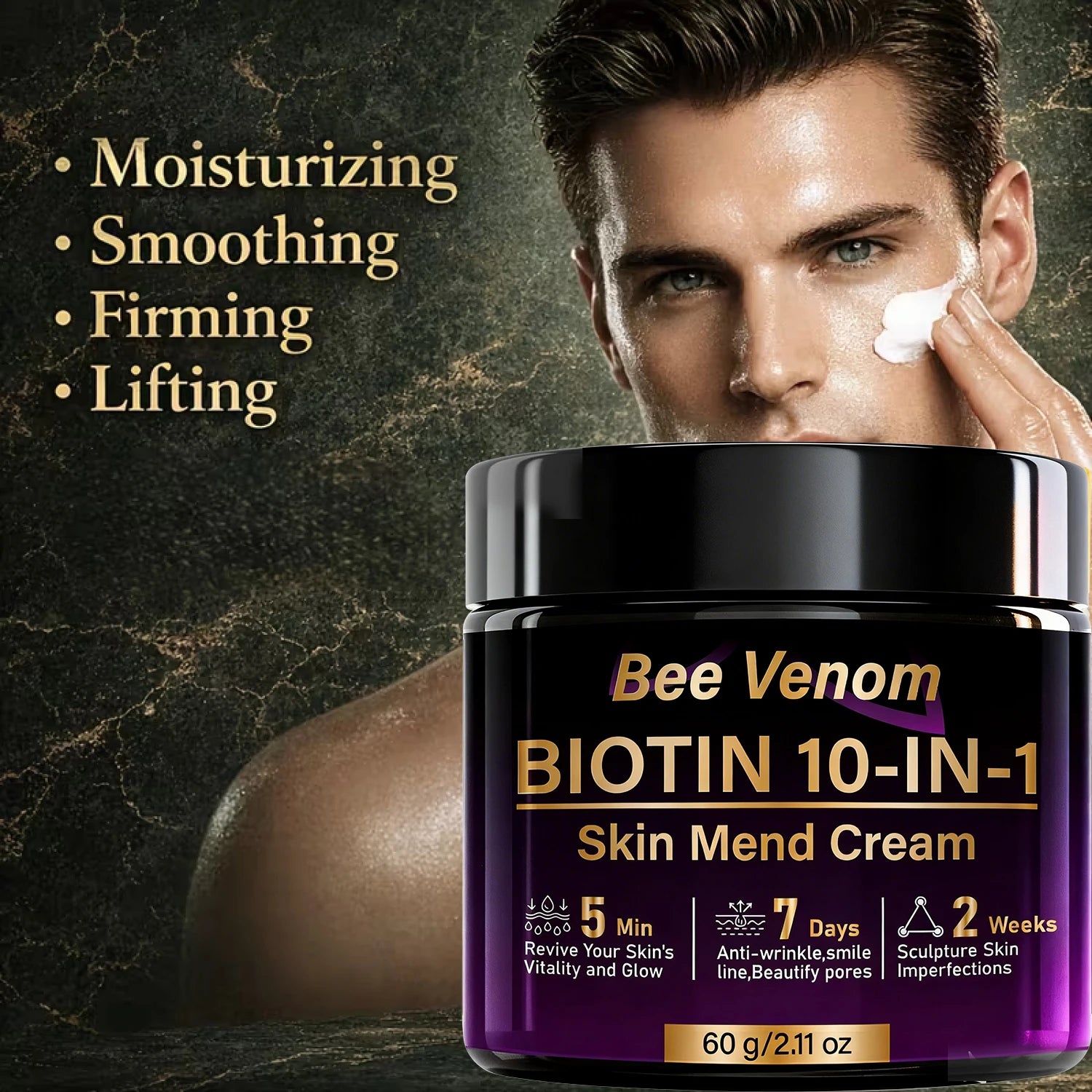 Bee Venom Biotin 10-in-1 Skin Mend Cream, Anti-Wrinkle & Anti-Aging, Fast Revitalizing & Firming, 5 Min Glow Oasis Select