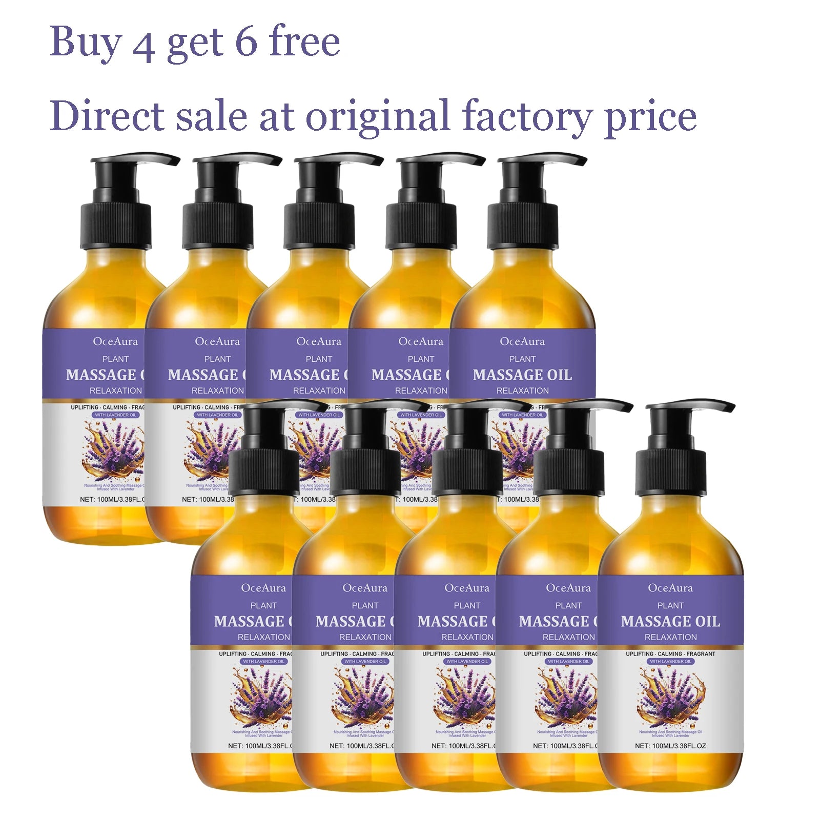 100ML Lavender Essence Oil Deep Moisturizing Body Massage Soothing Discomfort Enhance Skin Elasticity Reduce Soreness Body Oil Oasis Select 10 pcs Other United States