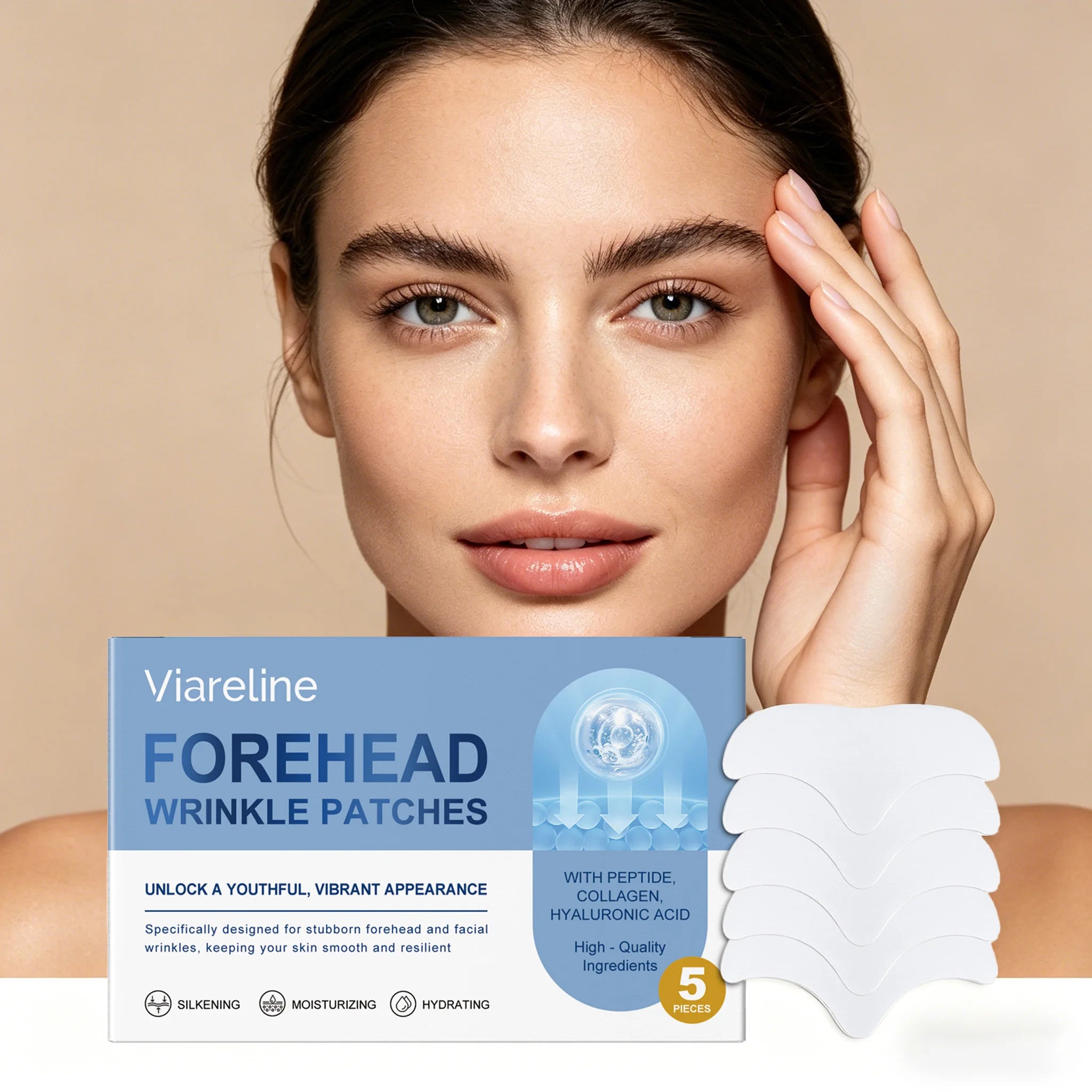 5 PCS Forehead Patches Deep Moisturizing Firming Lifting Fade Fine Lines Remove Wrinkles Enhance Smoothness Forehead Care Mask Oasis Select