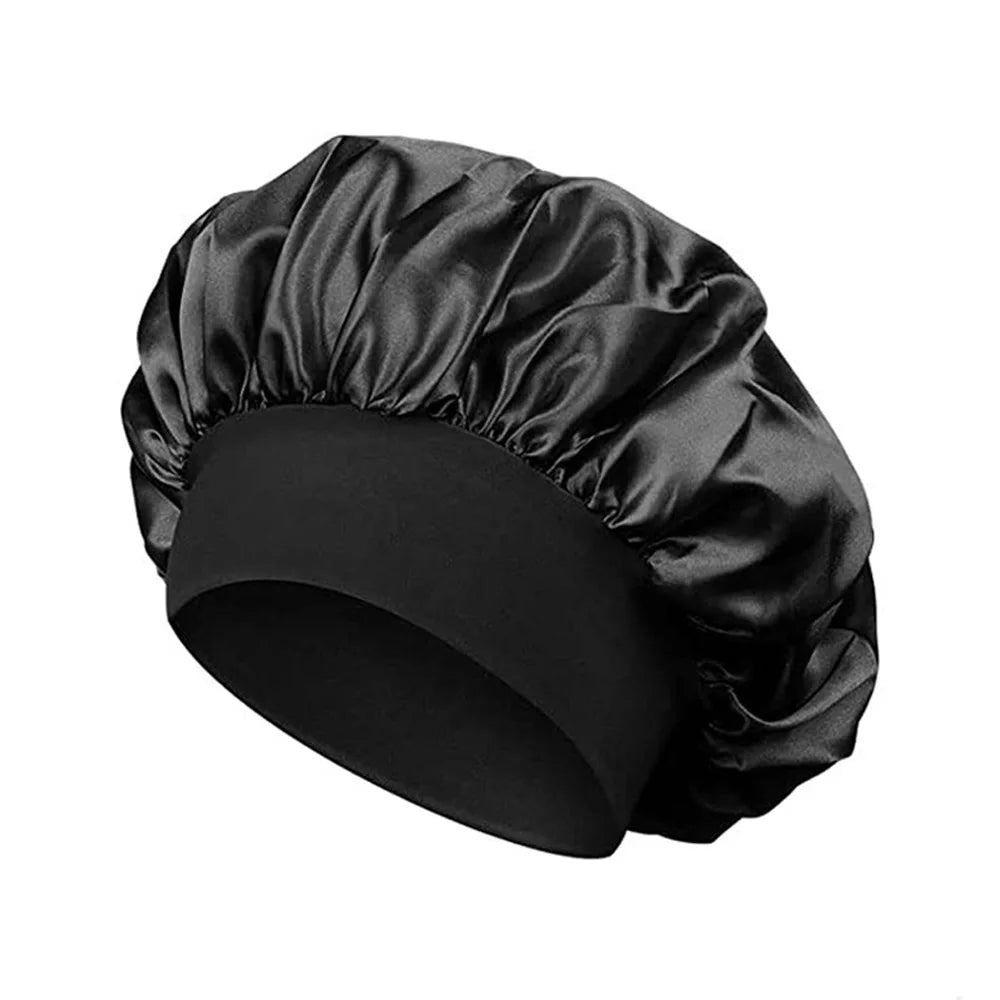 Satin Sleep Hair Bonnet Cap – Frizz-Free Night Cap for Women Satin Sleep Bonnet Oasis Select black
