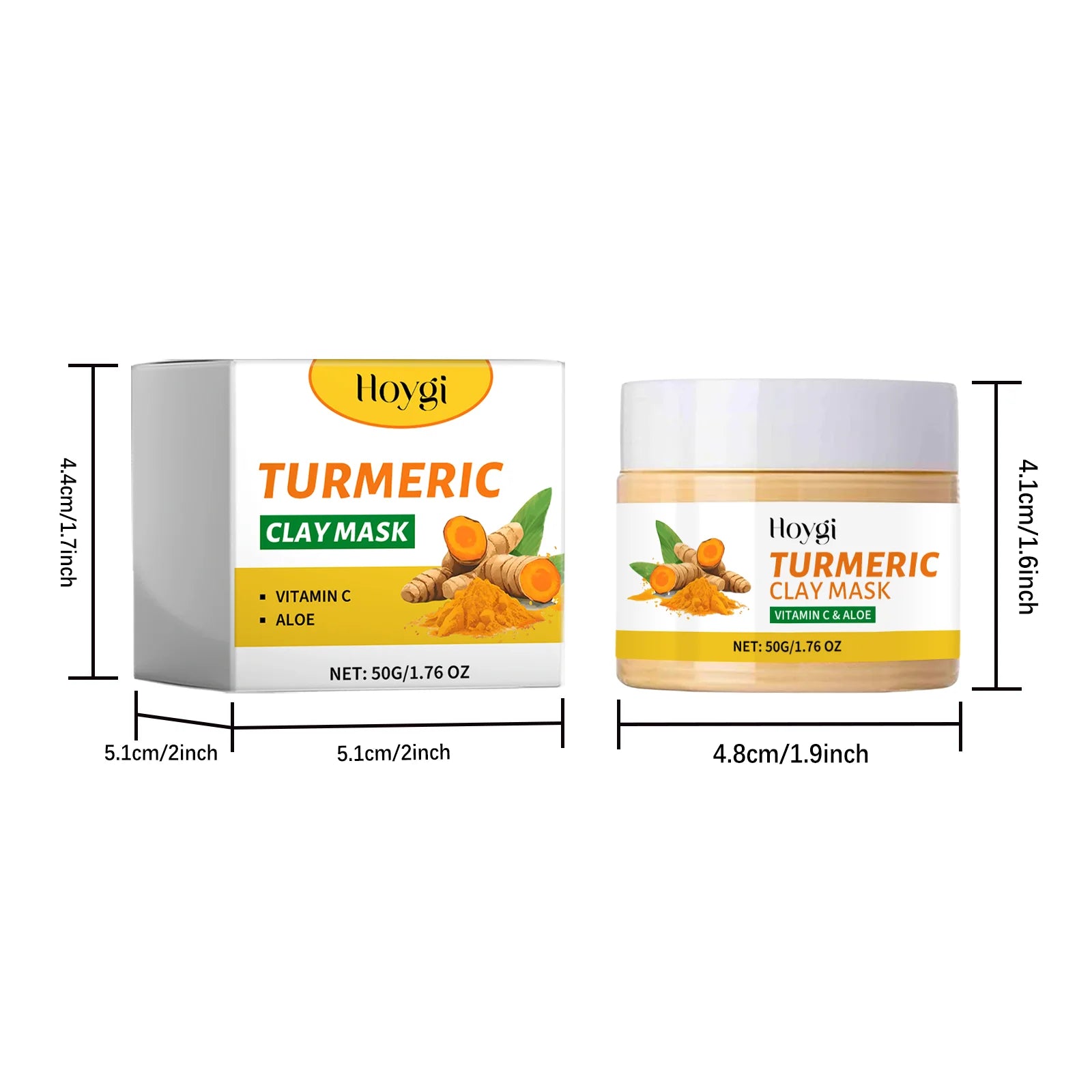 Hoygi Turmeric Facial Clay Mask Refining Pores Deep Cleaning Dull Skin Moisturizing Oil Control Oil Control Exfoliating Mud Mask Oasis Select