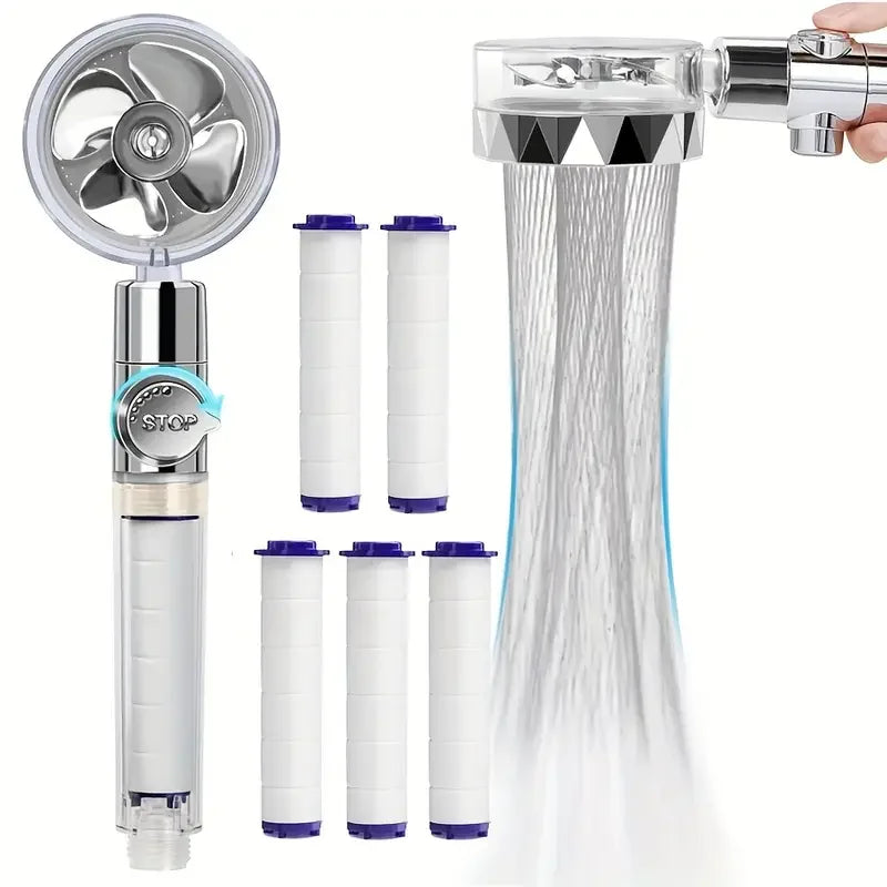 360° Turbine Handheld Shower Head – High Pressure & Water Saving