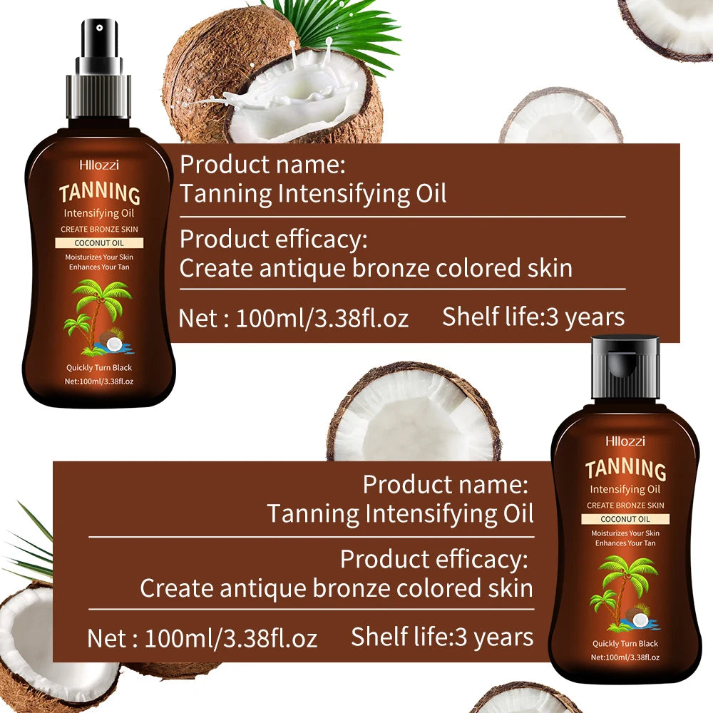100ml/3.38fl.oz Coconut Tanning Oil Sunless TannersIntensifying Oil Sunless TannersIntensifying Oil New Summer Products Oasis Select