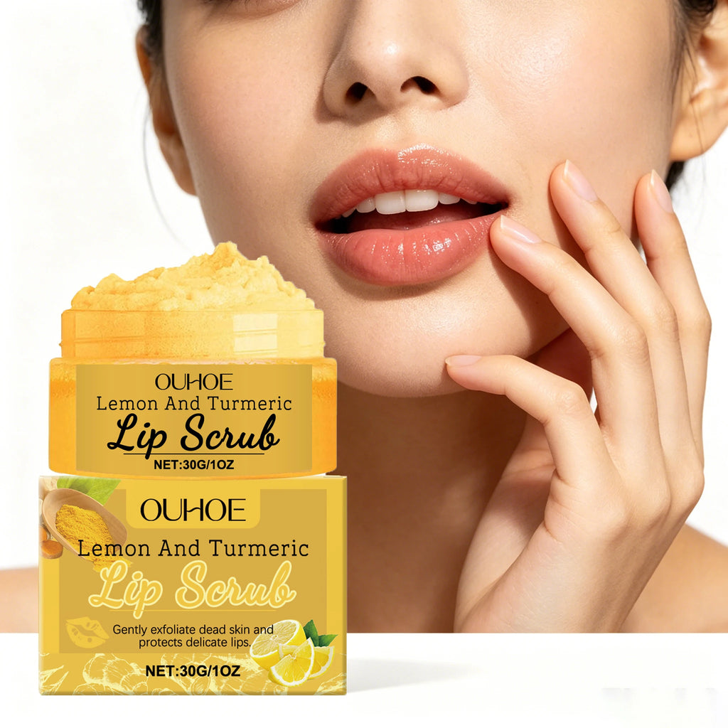 30G Lemon Turmeric Lip Scrub Cream Gentle Remove Dead Skin Nourishing Enhance Smoothness Moisturizing Non-irritating Restoring Gloss Soothing Lip Exfoliating Cream Oasis Select