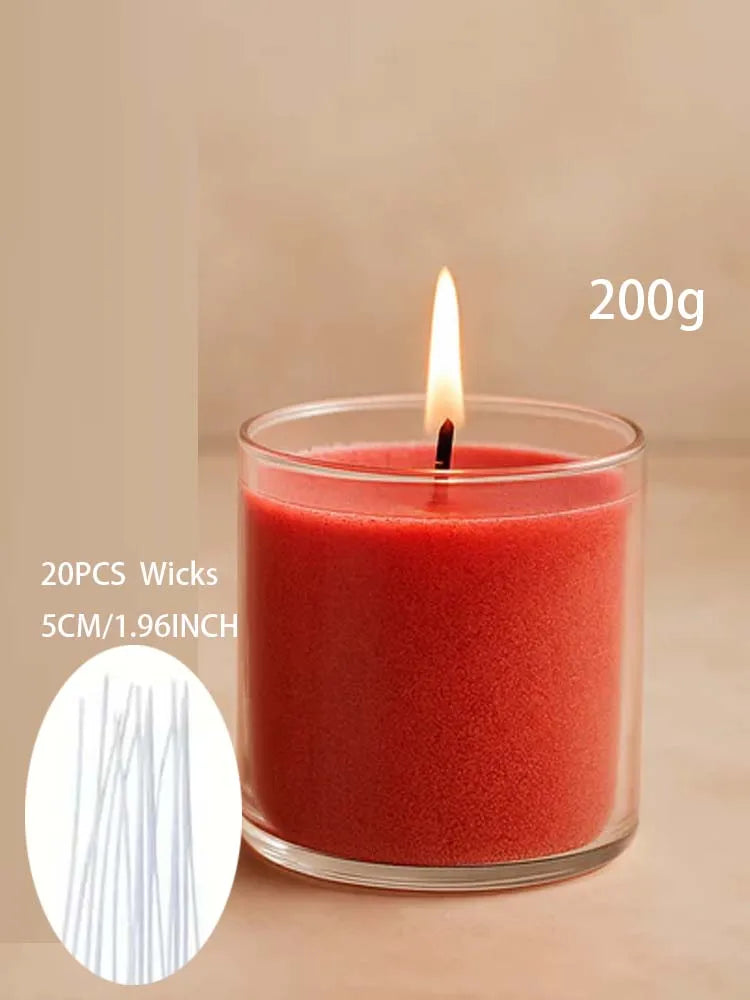200G 6Colors Sand Wax Ice Flower Wax DIY Candle Making with 20pcs Wick Snowflake Wax Pearl Candles Sand Painting Materials Oasis Select 200g red 20pcswick