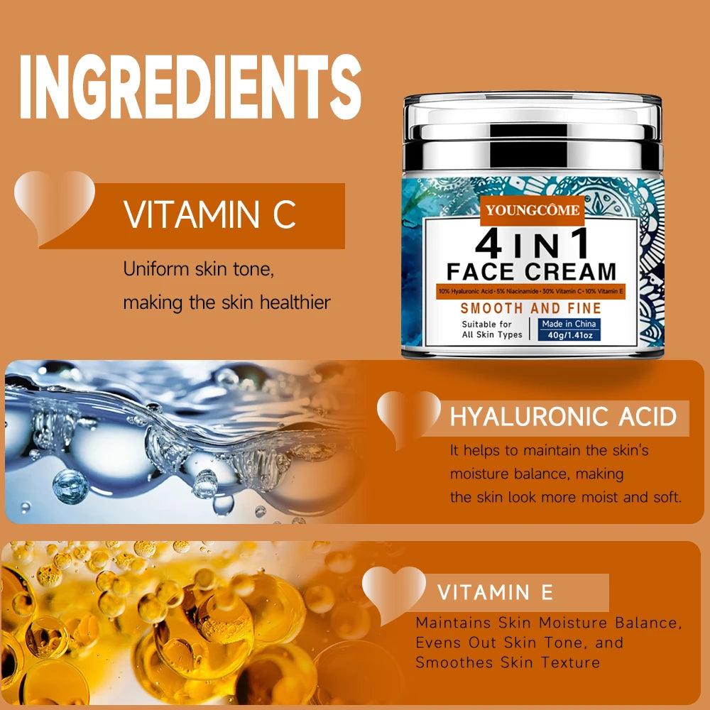 YOUNGCOME 4-in-1 Face Serum – Vitamin C, Niacinamide & Hyaluronic