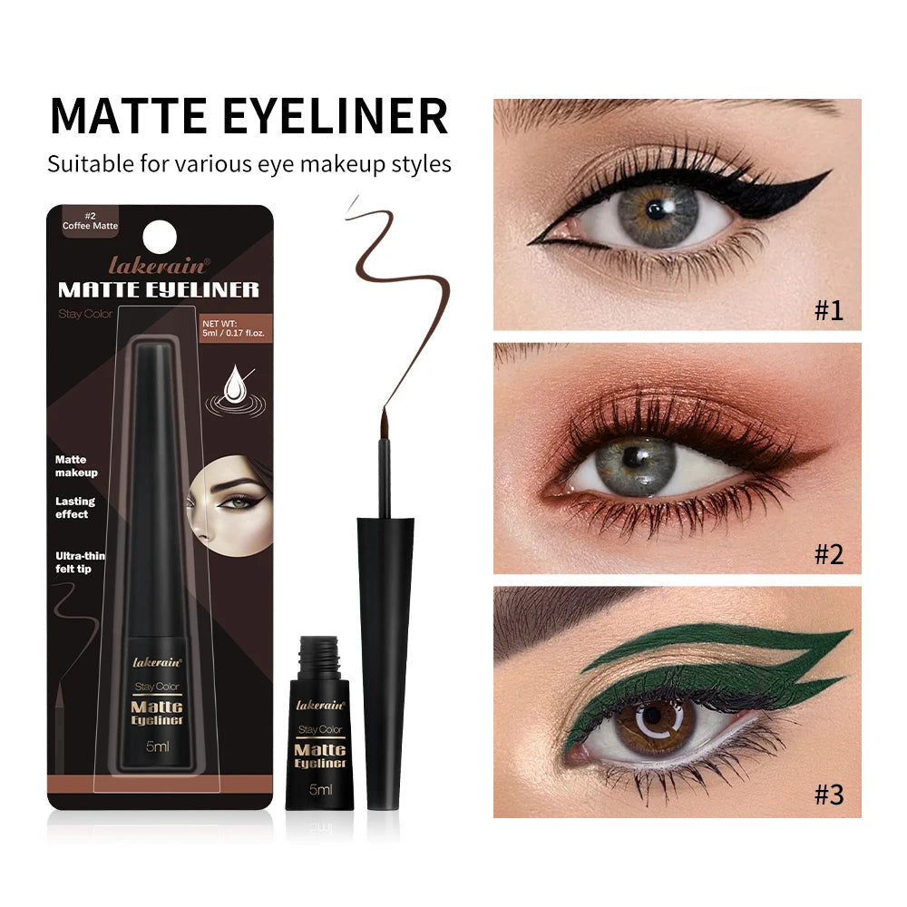 Matte Liquid Waterproof Eyeliner Brown Black 17H Long Last Sweat Proof Waterproof Wear Vegan Smudgeproof Makeup Cosmetics Oasis Select