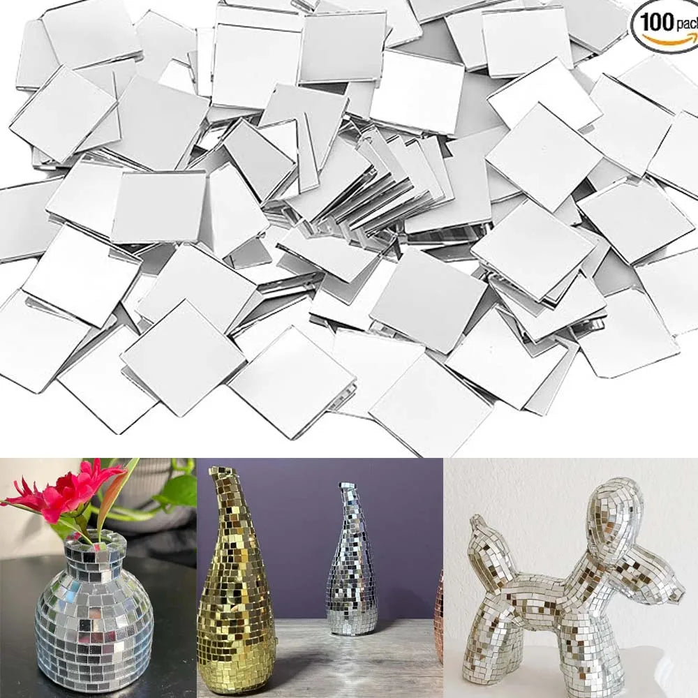 100pcs Square Mirror Mosaic Tiles 10mm, Mini Mirrors for DIY Disco Balls, Crafts,Home Decor & Art Projects Oasis Select
