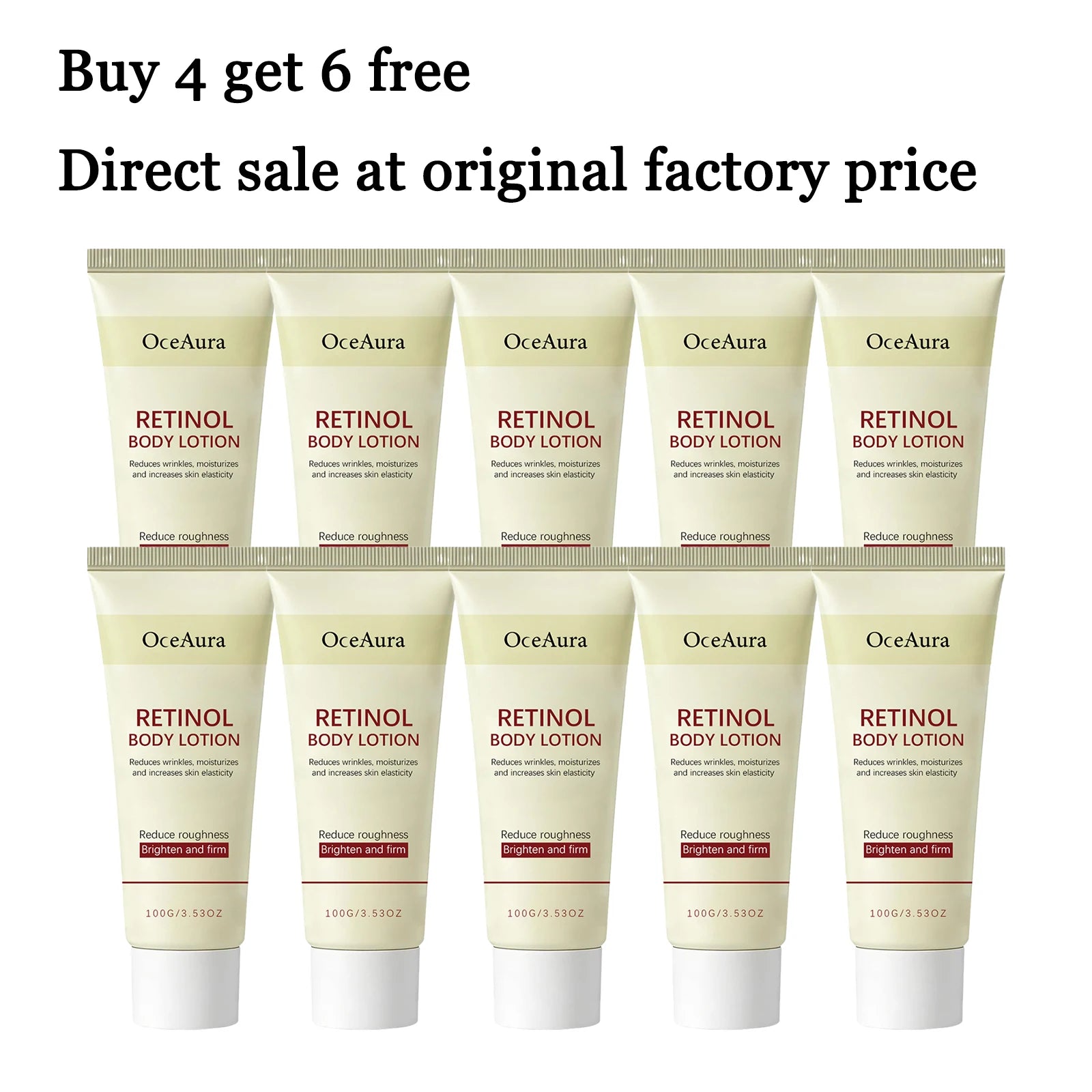 100G Retinol Body Lotion Daily Moisturizing Improve Smoothness Enhance Skin Elasticity Glowing Non-greasy Lightweight Lasting Fragrance Body Cream Oasis Select 10 pcs United States