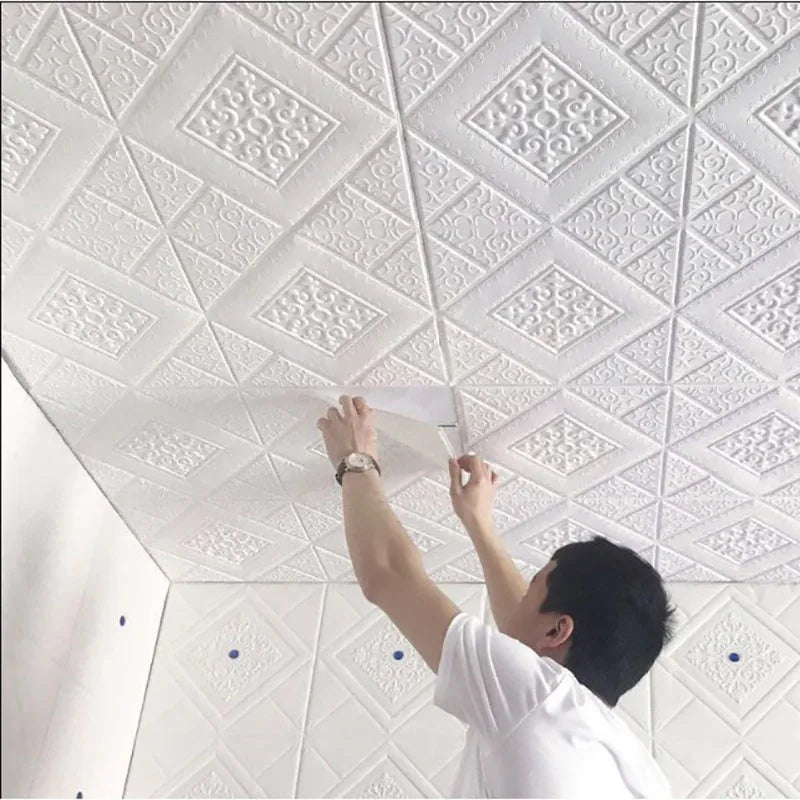 1Pcs 70*70cm Self-Adhesive Home Decor Wallpaper Brick 3D Waterproof Wall Stickers Ceiling Foam Decoration Oasis Select
