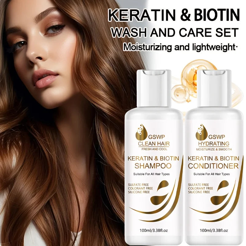 GSWP Keratin Biotin Shampoo & Conditioner, Moisturizes Hair & Scalp, Strengthens Hair,Deeply Cleanses and Moisturizes Hair.200ml Oasis Select