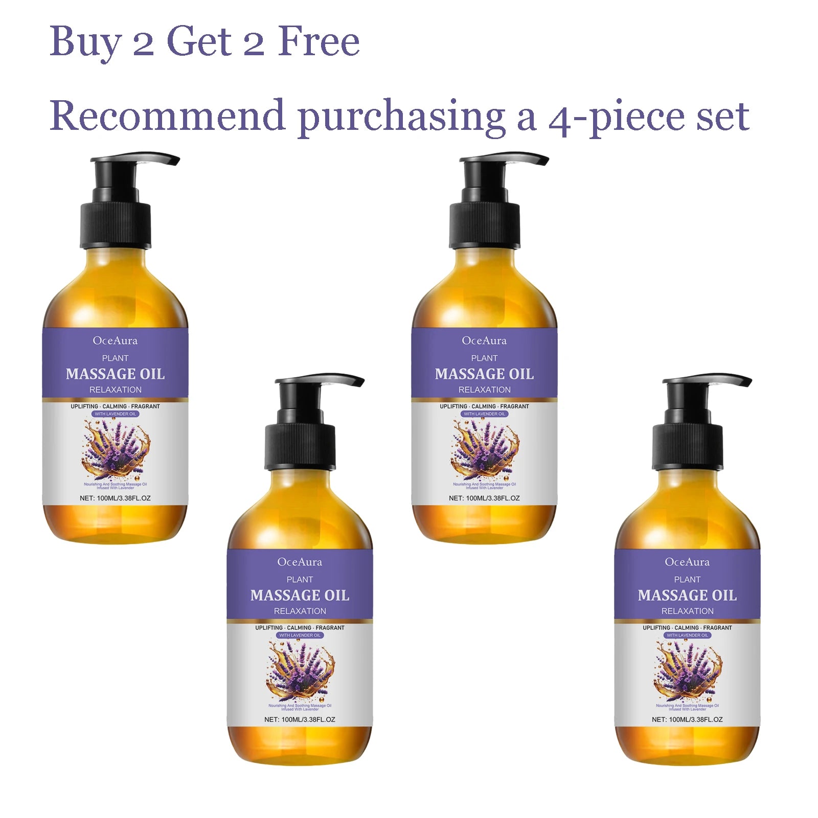 100ML Lavender Essence Oil Deep Moisturizing Body Massage Soothing Discomfort Enhance Skin Elasticity Reduce Soreness Body Oil Oasis Select 4 pcs Other United States
