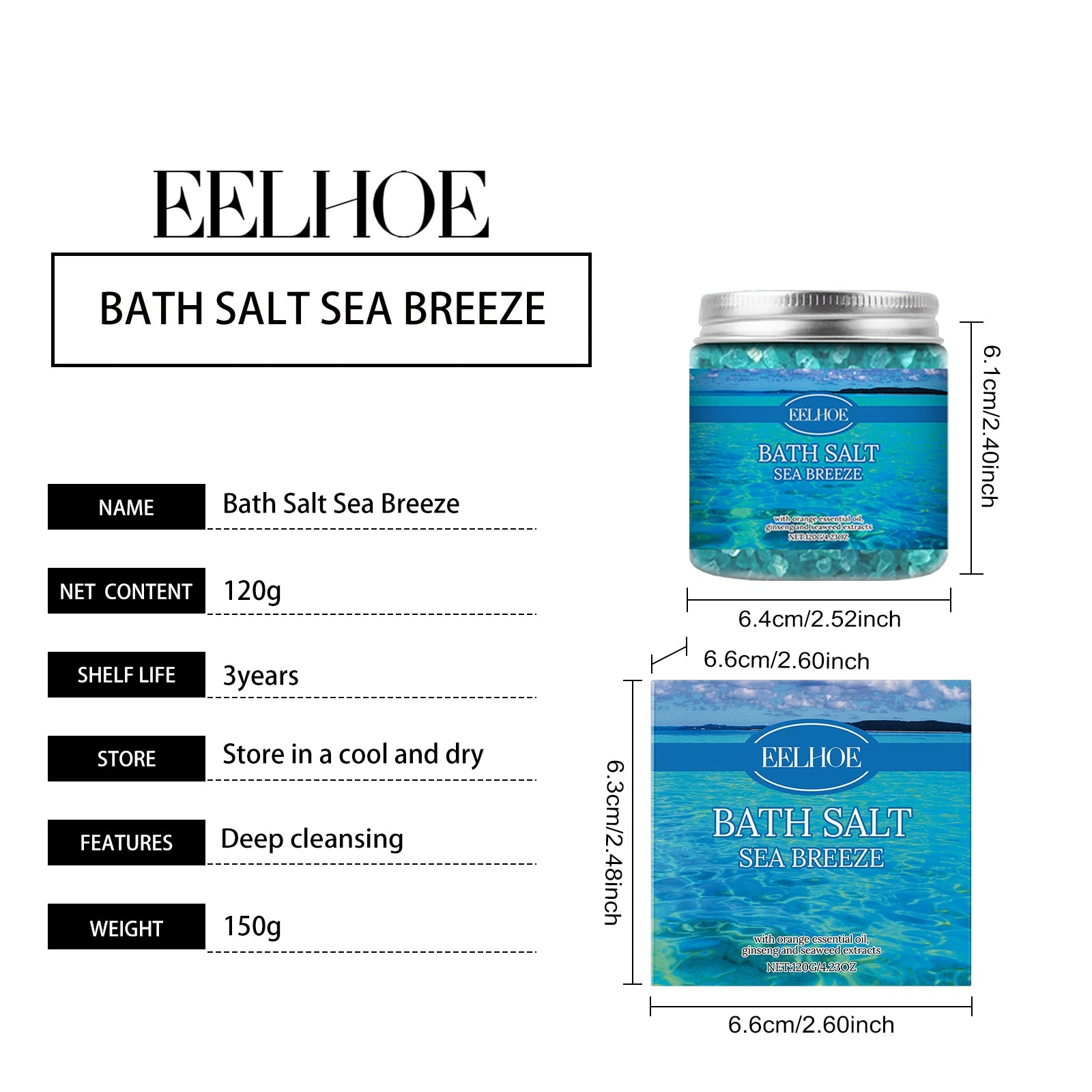120G Bathing Sea Salt Gentle Cleaning Skin Enhance Smoothness Non-sticky Eliminate Sweat Odor Refreshing Exfoliate Bathing Cream Oasis Select