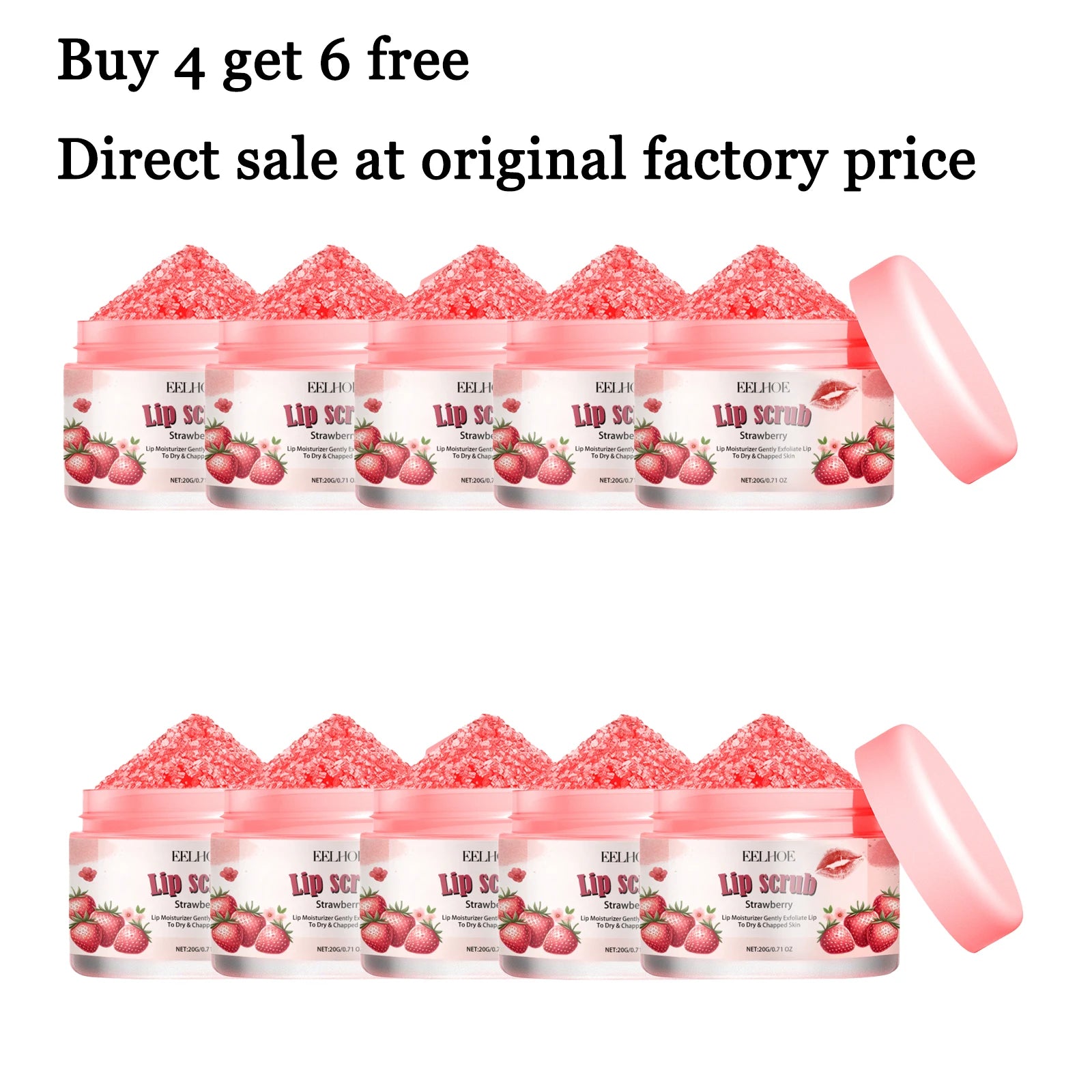 20g Strawberry Lip Scrub Cream Gentle Moisturizing Remove Dead Skin Enhance Smoothness Improve Texture Softening Anti-chapping Lip Exfoliating Cream Oasis Select 10 pcs United States