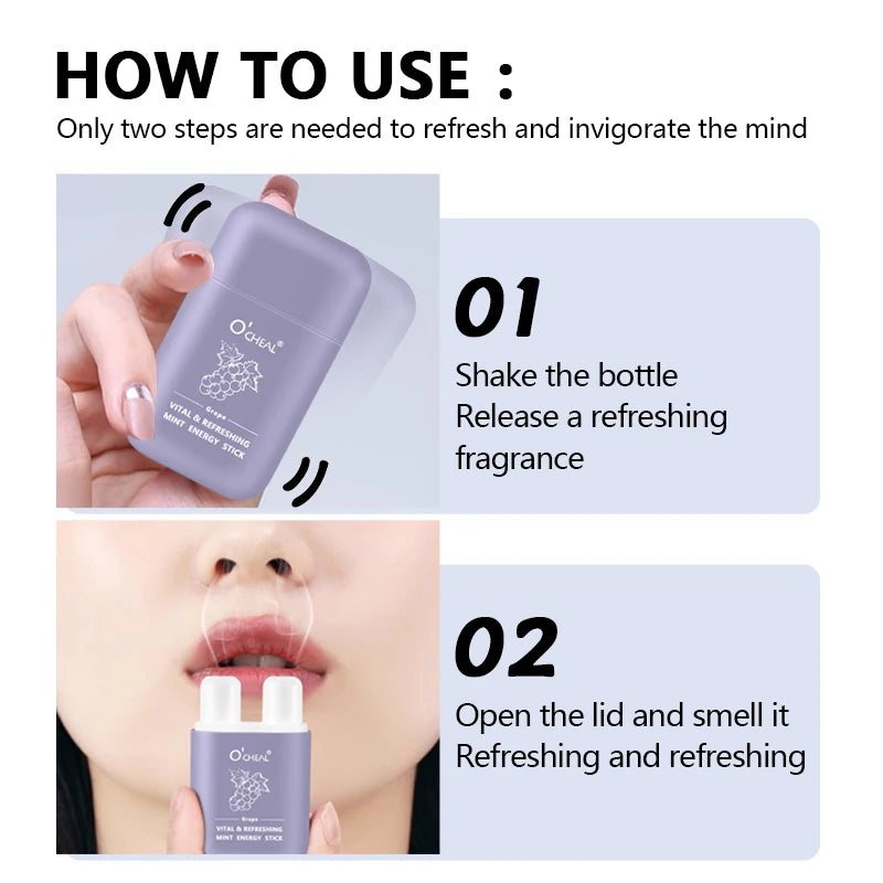 O'cheal Energy Stick Double Hole Energizing Energy Bar Fresh Mint Scent Refreshing Fatigue Relief Inhaler Energy Vapors Stick Oasis Select