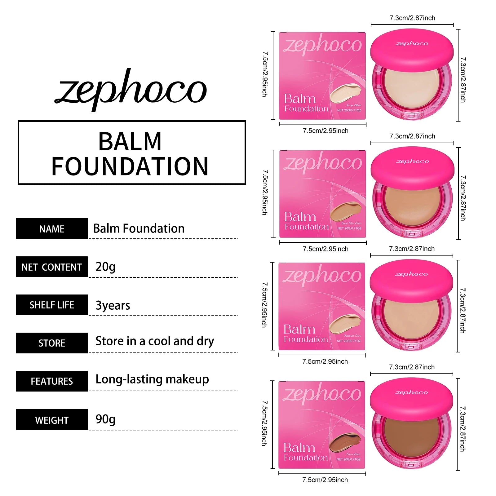 4 Color Moisturizing Face Concealer Foundation Balm Oil Control High Coverage Matte BB Cream Invisible Pores Lasting Foundation Oasis Select