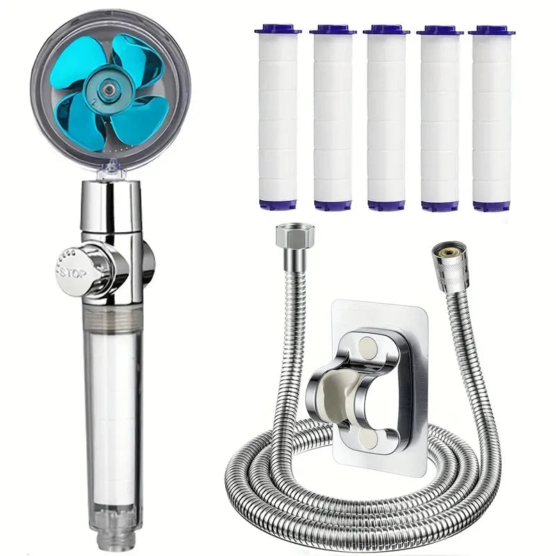 360° Turbine Handheld Shower Head – High Pressure & Water Saving