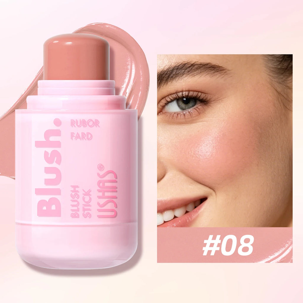USHAS Cream Blush Stick – Dewy Glow, Waterproof & Long-Lasting