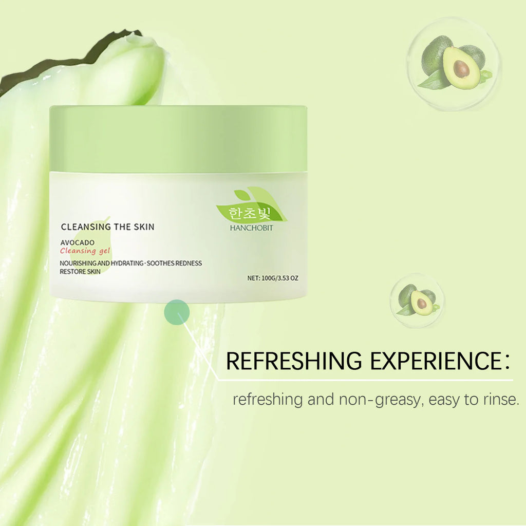 100g Avocado Makeup Remover Gel Gentle Dissolve Makeup Cleaning Pore Non-tight Refreshing Soothing Redness Face Makeup Remover Oasis Select