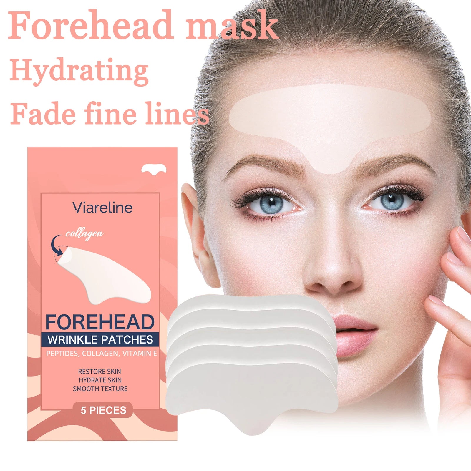 5PCS Collagen Forehead Patches Deep Moisturizing Remove Wrinkles Improve Skin Texture Enhance Firmness Smooth Forehead Care Mask Oasis Select