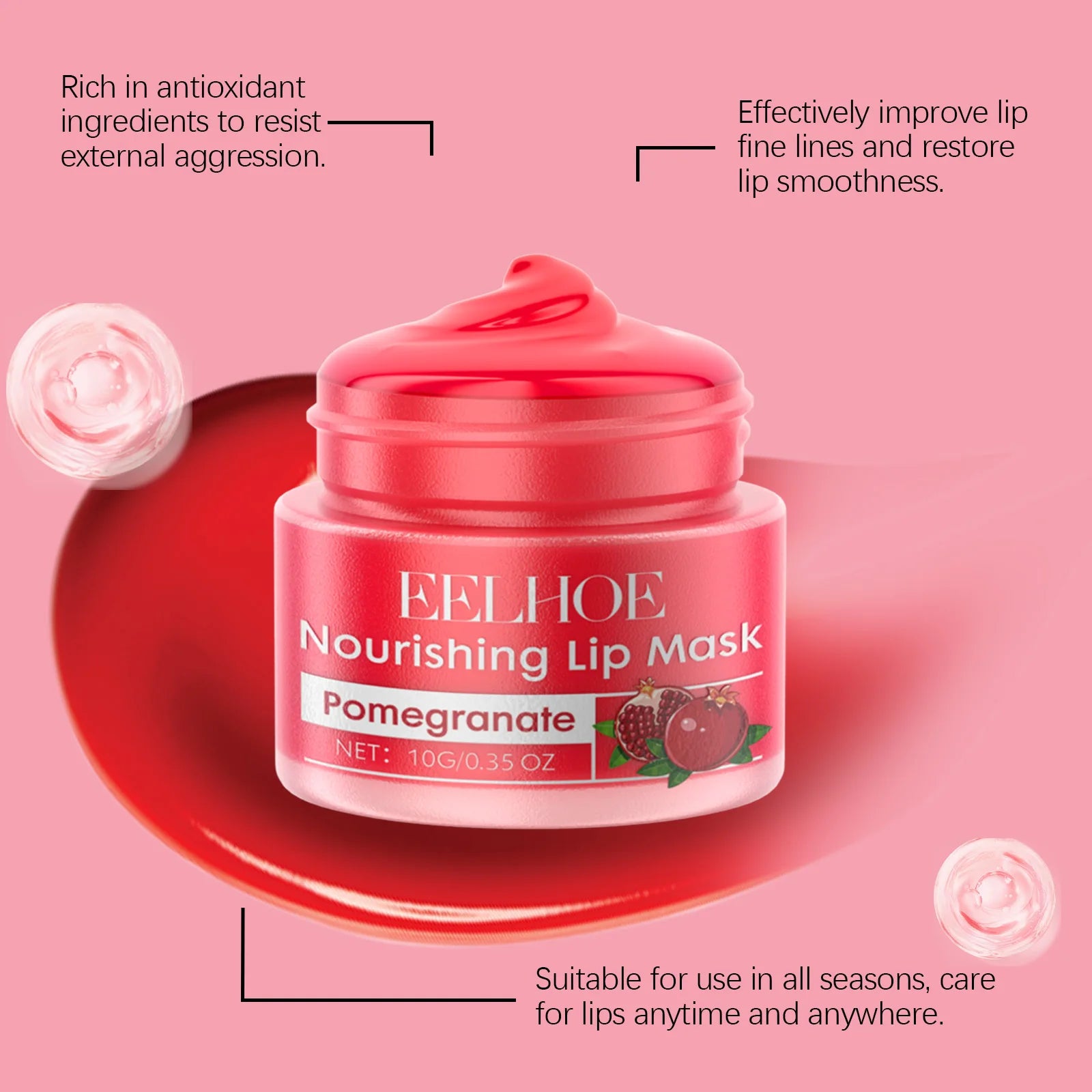 10G Pomegranate Lip Mask Deep Nourishing & Moisturizing Fade Lip Lines Remove Dead Skin Restoring Gloss Smoothing Non-greasy Softening Lip Mask Oasis Select