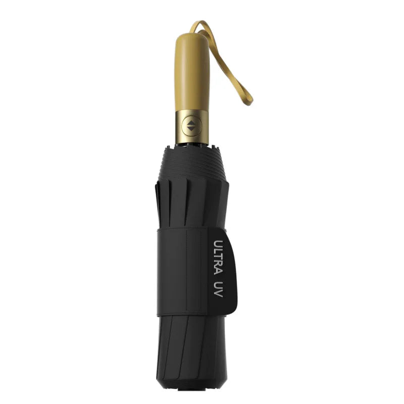 Solid wood handle automatic opening and closing, windproof and rainproof 12 large ribs large size unisex folding umbrella Oasis Select black 12K Aluminum