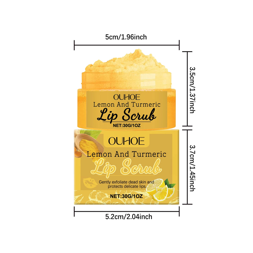 30G Lemon Turmeric Lip Scrub Cream Gentle Remove Dead Skin Nourishing Enhance Smoothness Moisturizing Non-irritating Restoring Gloss Soothing Lip Exfoliating Cream Oasis Select