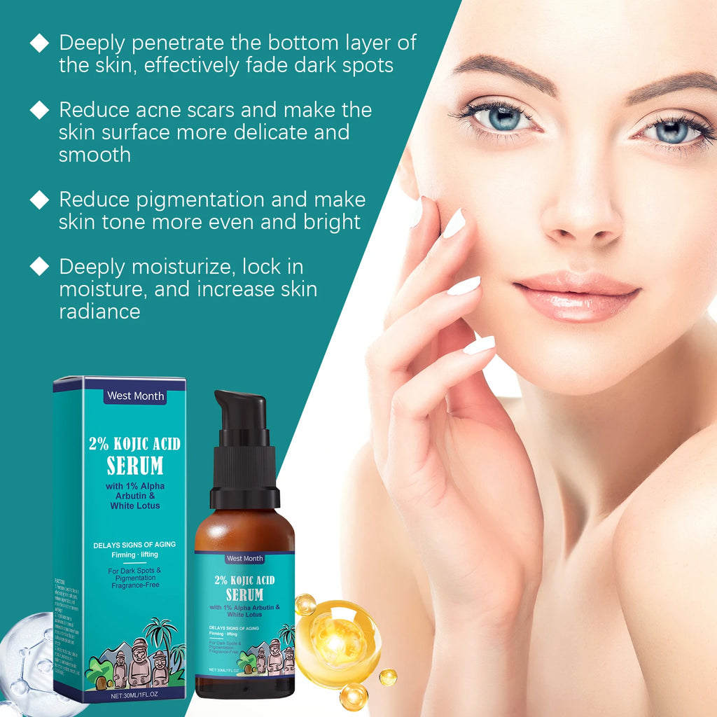 30ml Kojic Acid Face Serum Gentle Moisturizing Improve Skin Texture Smoothing Restoring Gloss Strengthen Repairing Damaged Softening Facial Serum Oasis Select