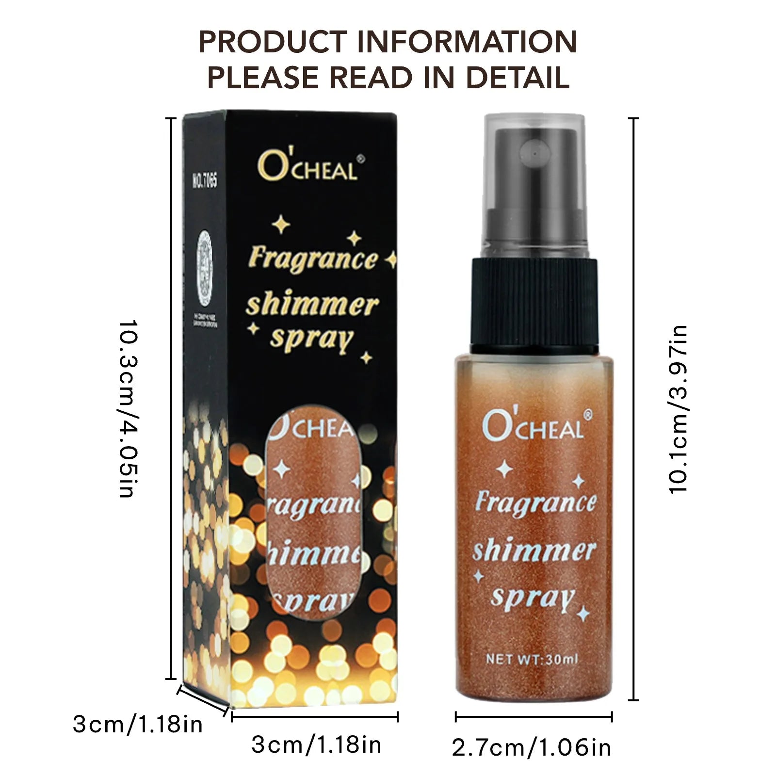 Ocheal 30ml Fragrance Shimmer Glitter Spray Shining Brightly Highlighter Powder Spray Long Lasting Body Hair Hand Neck Clothes Oasis Select