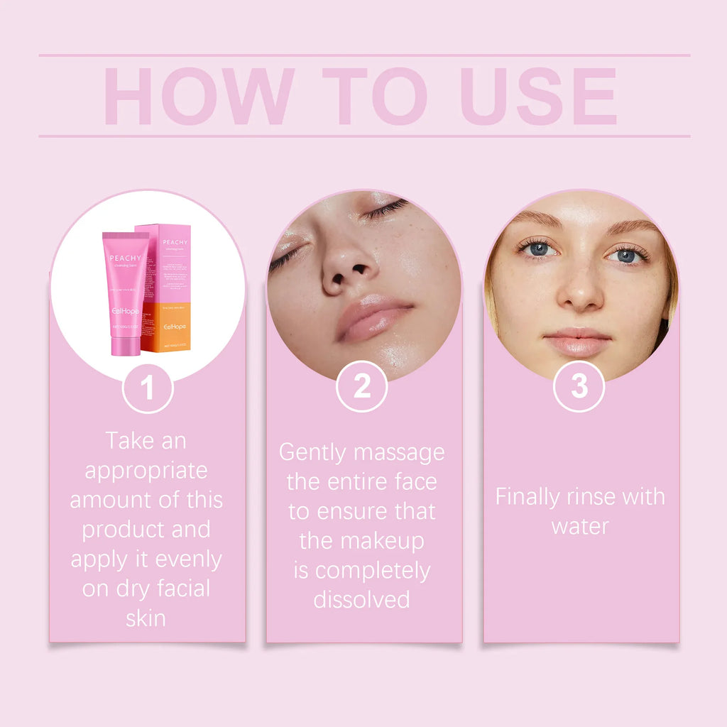 100G Peach Makeup Remover Balm Gentle Dissolve Makeup Dirts Hydrating Skin Non-tight Oil Control Smoothing Soften Makeup Remover Oasis Select