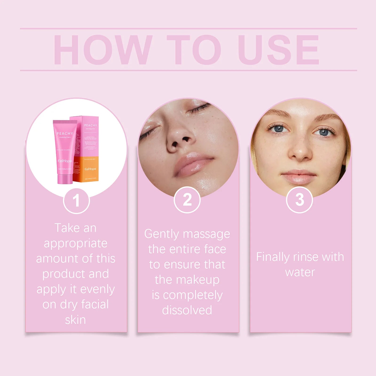 100G Peach Makeup Remover Balm Gentle Dissolve Makeup Dirts Hydrating Skin Non-tight Oil Control Smoothing Soften Makeup Remover Oasis Select