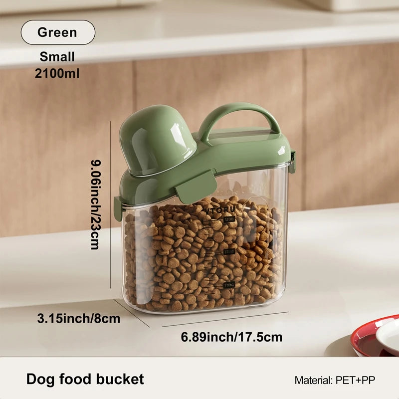 Pet Food Storage Container Airtight Dog Food Container Cat Food Bin with Lid Handle Pour Spout 2.1L Oasis Select green small