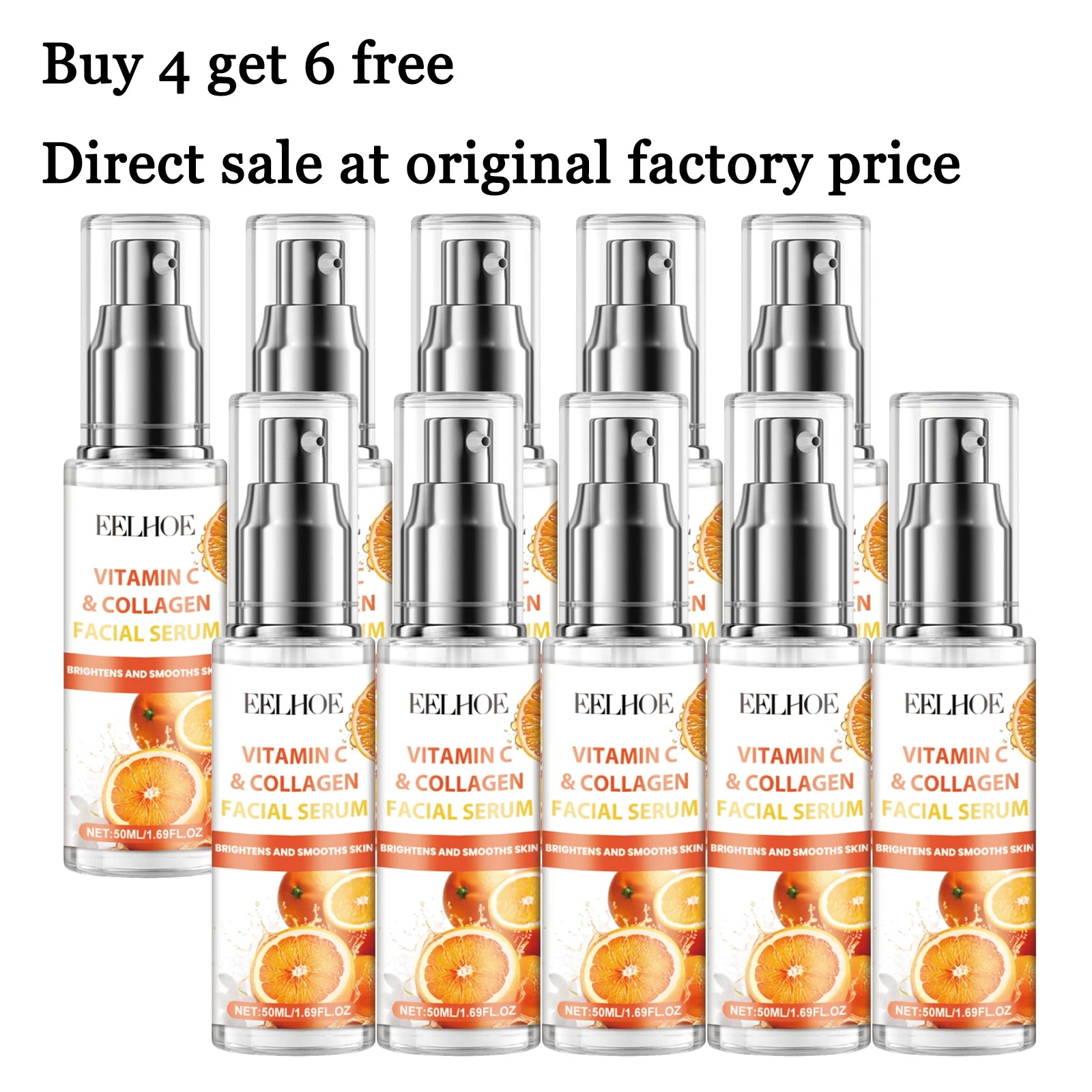 50ML Vitamin C Face Serum Deep Moisturizing Anti-oxidant Boosts Skin Elasticity Fade Fine Lines Firming Reduce Dullness Glowing Facial Serum Oasis Select 10 pcs United States