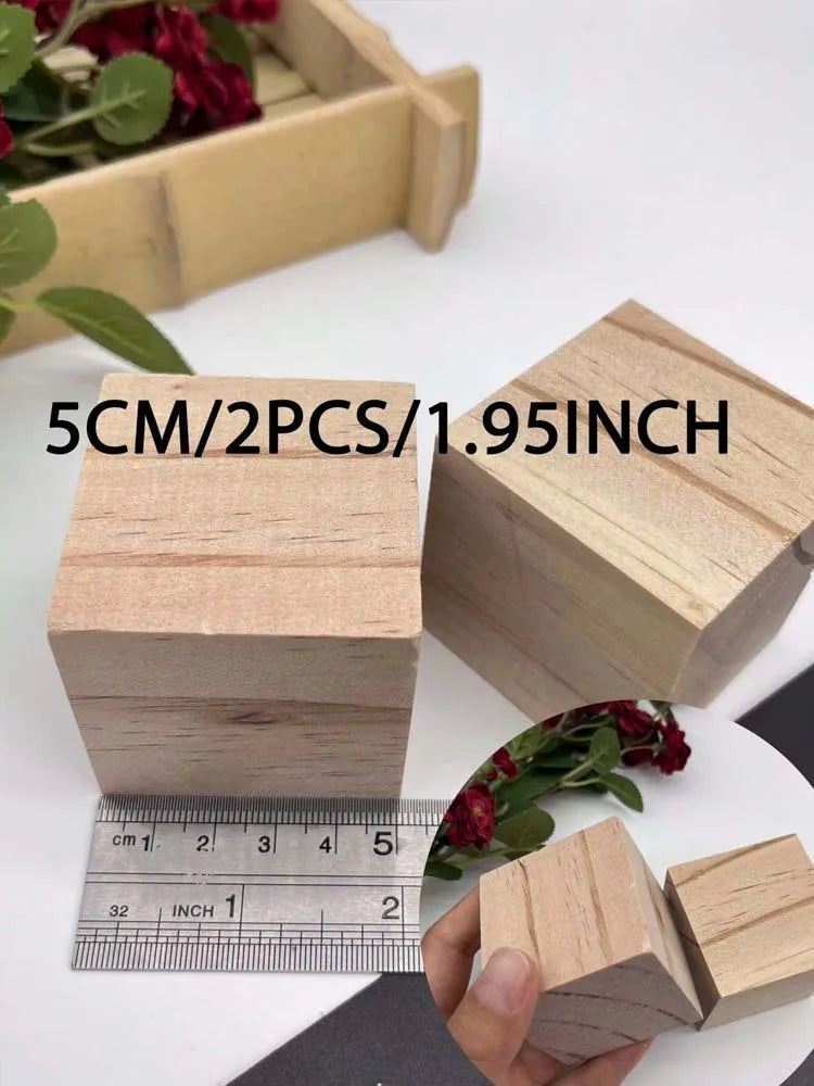 5 Sizes Big/Small Unfinished Wooden Blocks Wood Cubes For DIY Craft and Puzzle Making Home Decor Handcraft Arts Oasis Select