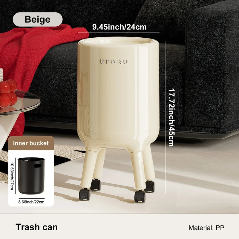 Trash can, large-capacity lidded wastebasket, stylish design, perfect for home decor, kitchen trash can, bathroom wastebasket Oasis Select WHITE