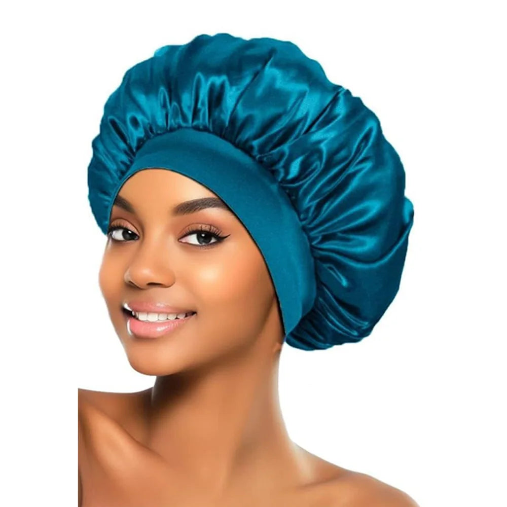 Satin Sleep Hair Bonnet Cap – Frizz-Free Night Cap for Women Satin Sleep Bonnet Oasis Select blue