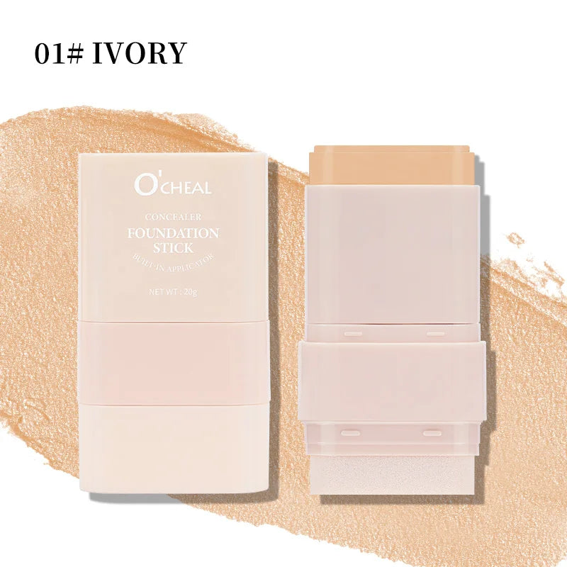 O'cheal Two In One Concealer Foundation Stick Facial Matte Waterproof Bronzer Contouring Face Coverage Moisturizing Makeup Cream Oasis Select Spong 01 IVORY 15-20g