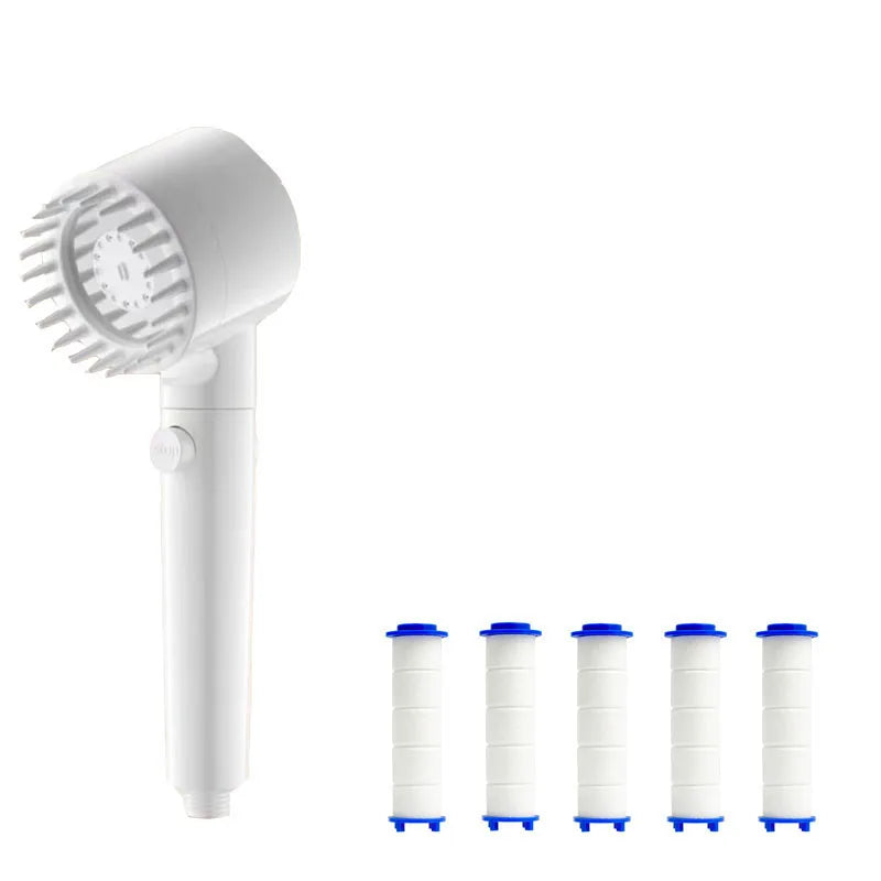 Hand Filter Portable Shower for Bathroom Items Showerhead Water Saving Shower Knobs Accessories Showers Replete Handle Pipe Home Oasis Select White suit A