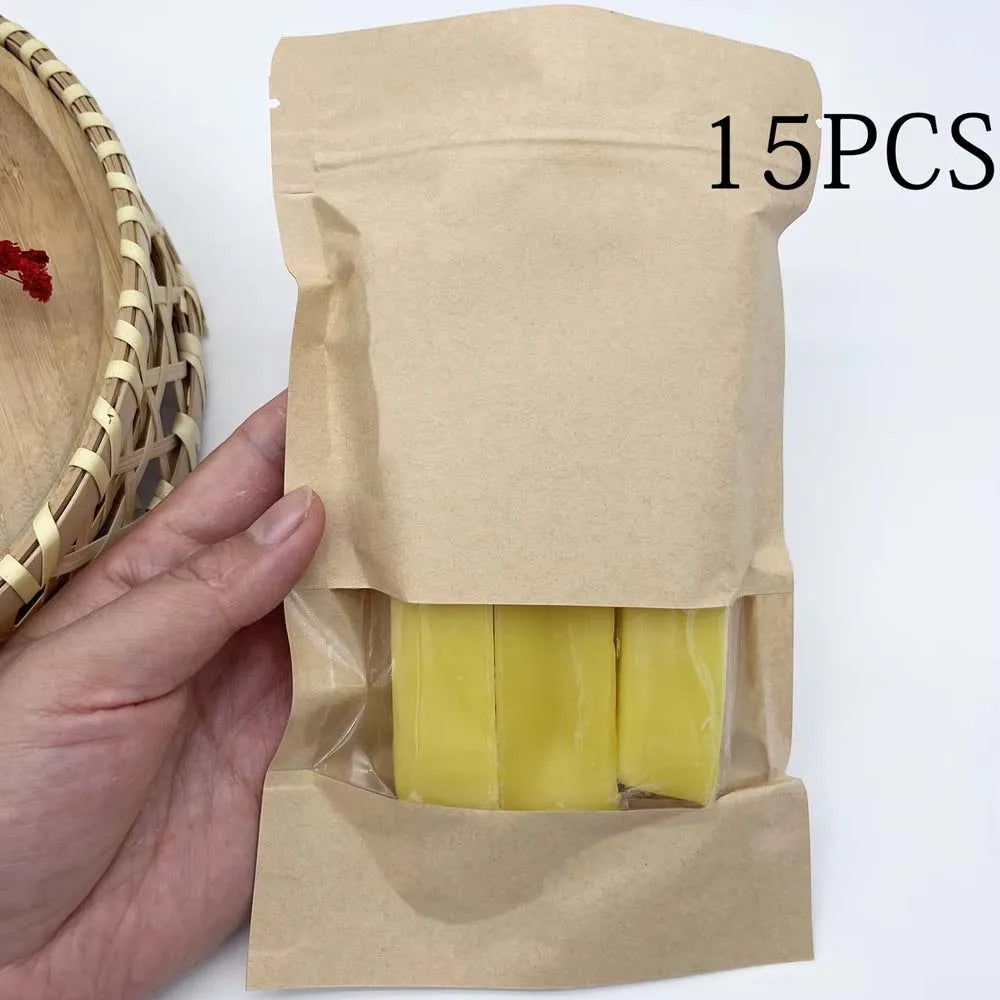Yellow beeswax stick, natural beeswax block beeswax pure stick wax, used for candle making, furniture polishing, DIY crafts Oasis Select 15pcs