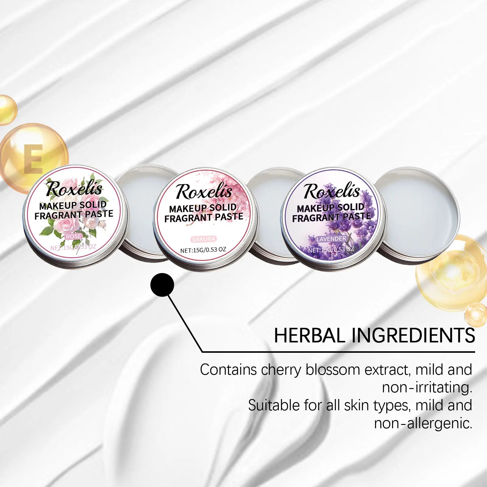 Roxelis Floral Solid Perfume Portable Pocket Elegant Fragrance Lasting Enhance Charms Body Deodorant Female Makeup Solid Balm Oasis Select